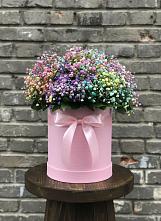 Цветочная композиция из Гипсофила и Розы в шляпной коробке в Прогрессе Ставропольского края