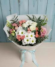 Букет цветов из:  Розы, Лизиантусы и Хризантемы в Прогрессе Ставропольского края