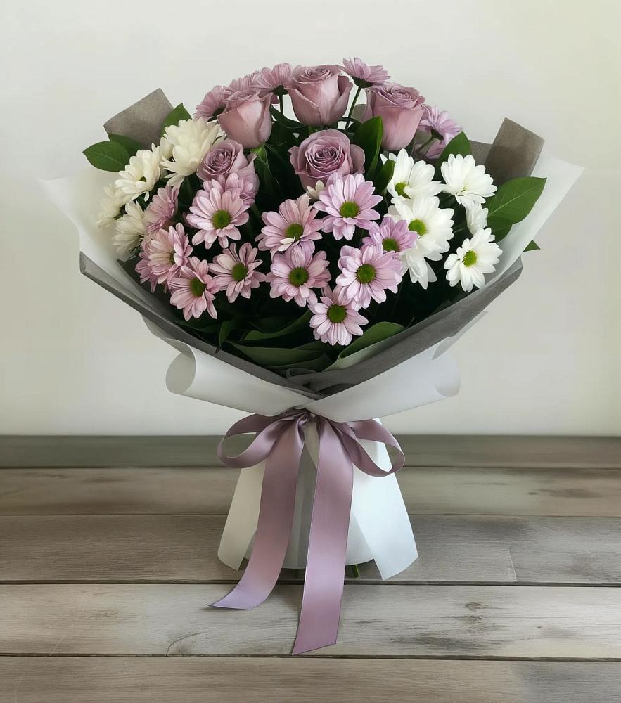Букет цветов из: Хризантемы и Розы в Прогрессе Ставропольского края