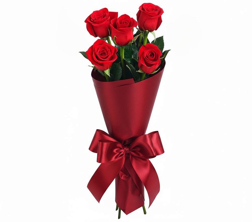 Букет 5 Красных роз Эдлесс Лав в Прогрессе Ставропольского края