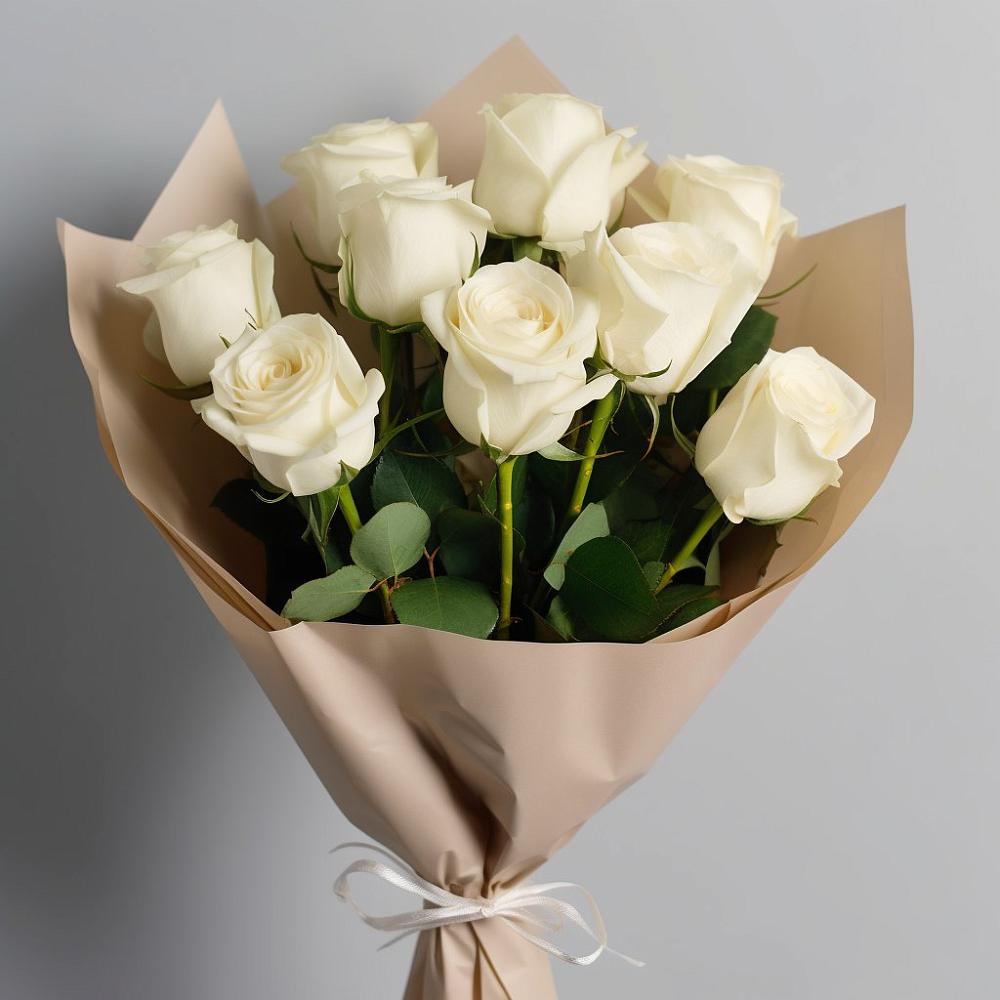 Букет 9 Белых роз Эдлесс Лав в Прогрессе Ставропольского края
