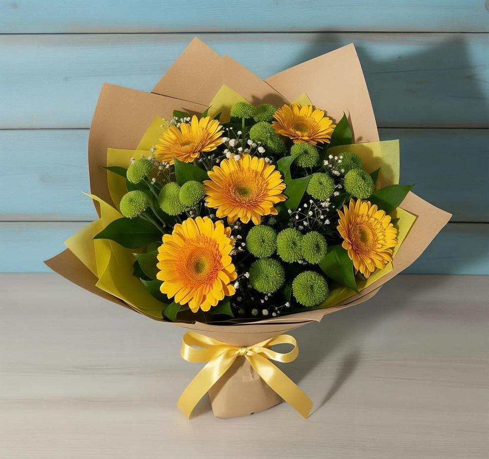 Букет цветов из: Герберы и Хризантемы в Прогрессе Ставропольского края