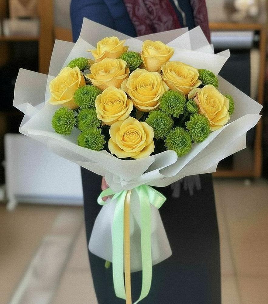 Букет цветов из: Хризантемы и Розы в Прогрессе Ставропольского края