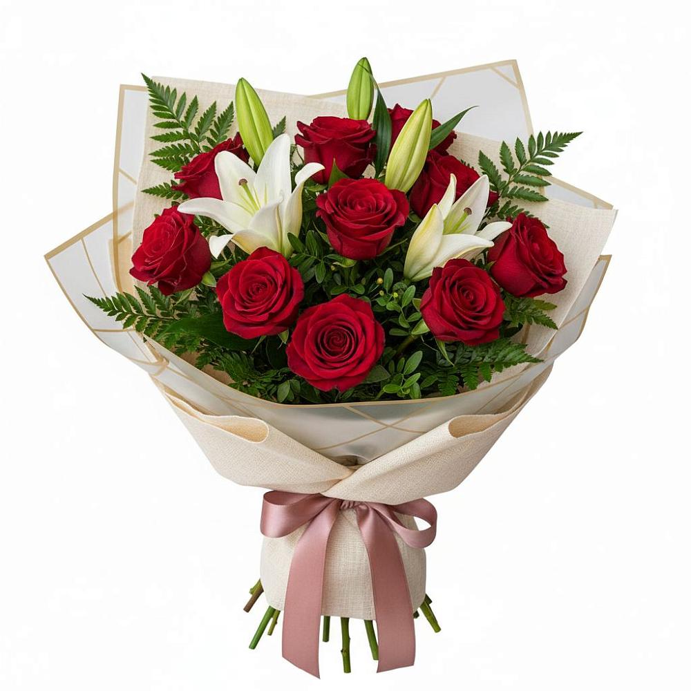 Букет цветов из: Лилии и Розы в Прогрессе Ставропольского края