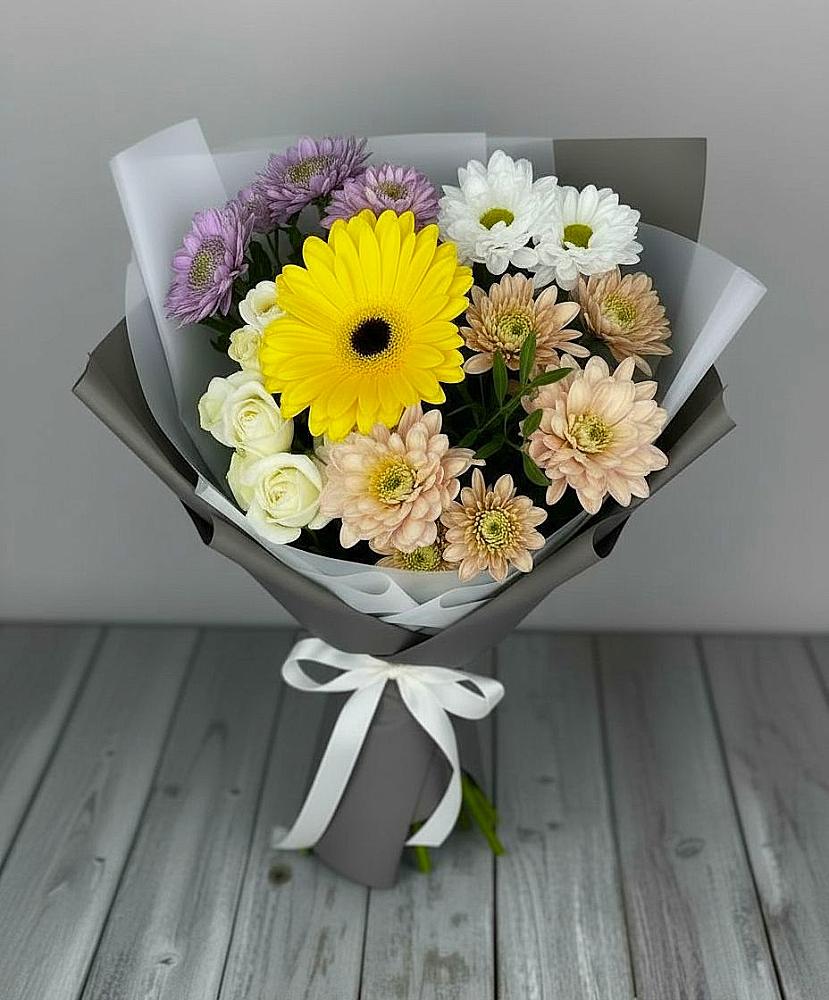 Букет цветов из: Розы, Герберы и Хризантемы в Прогрессе Ставропольского края