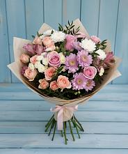 Букет цветов из:  Хризантемы, Розы и Альстромерии в Прогрессе Ставропольского края