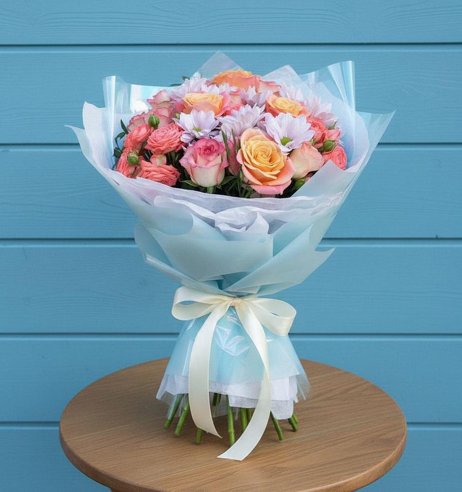 Букет цветов из: Хризантемы и Розы в Прогрессе Ставропольского края