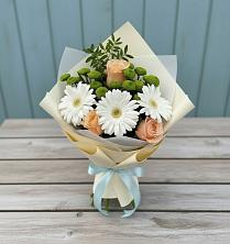 Букет цветов из:  Герберы, Розы и Хризантемы в Прогрессе Ставропольского края