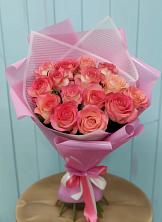 Букет 15 Розовых роз Равель в Прогрессе Ставропольского края